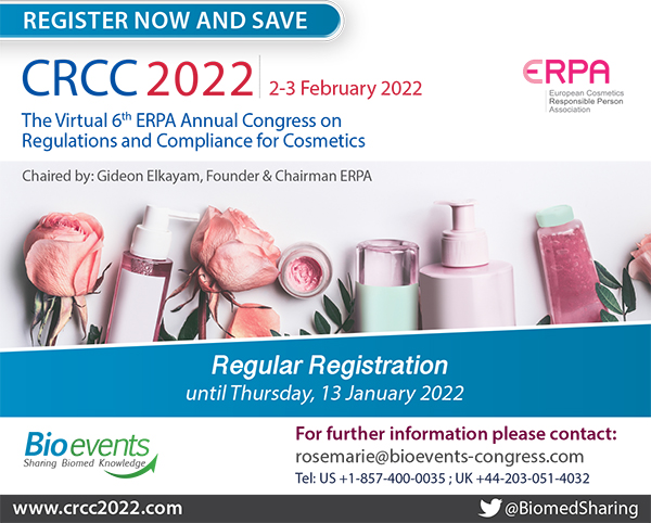 The Virtual 6th ERPA Congress on Regulations and Compliance for Cosmetics